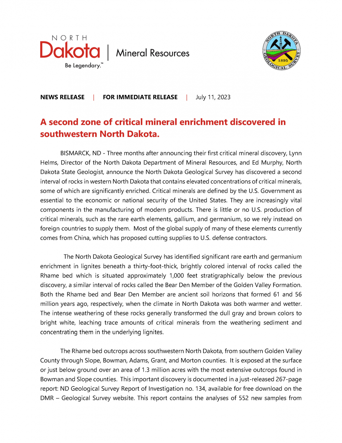 Image of a press release.