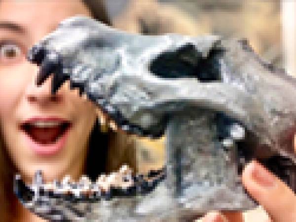 Amy holding up a bone-crushing dog