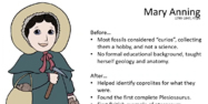 Cartoon of Mary Anning