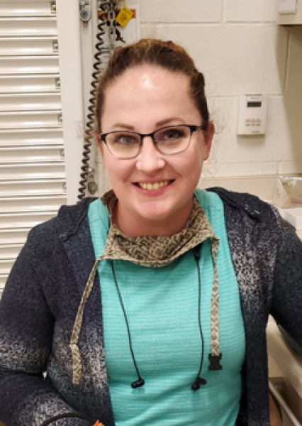 Mindy working hard in the lab