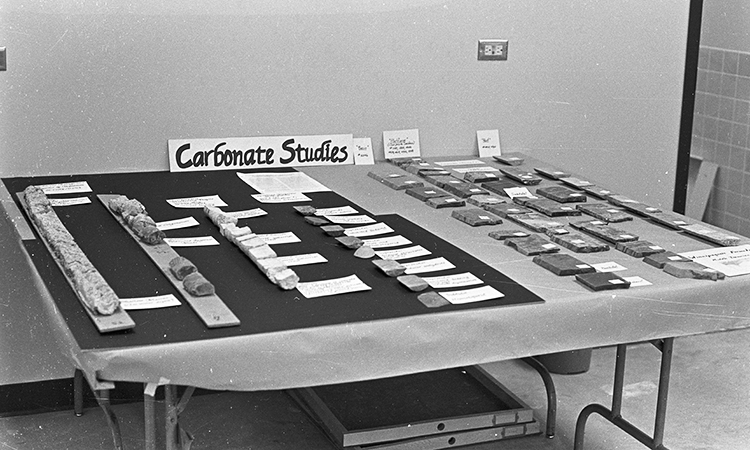 old photo of Wilson M. Laird Core & Sample Library core display