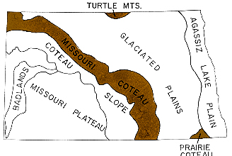 dead-ice moraine areas in North Dakota