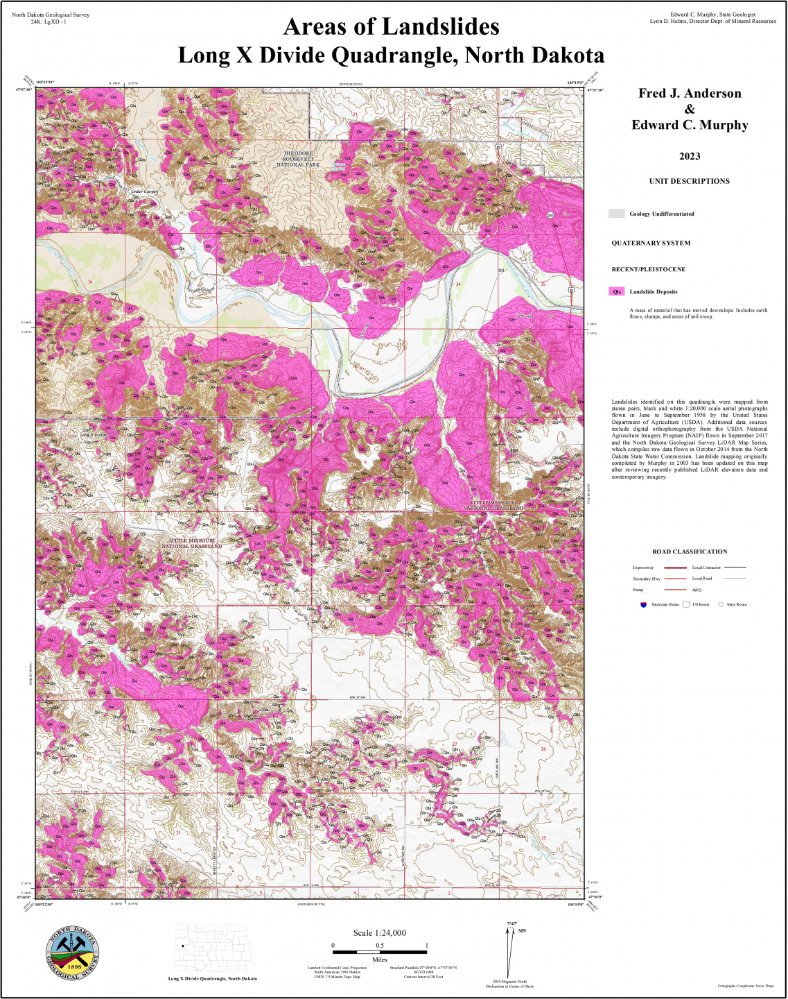 Publication showing a map with landslide locations in pink.