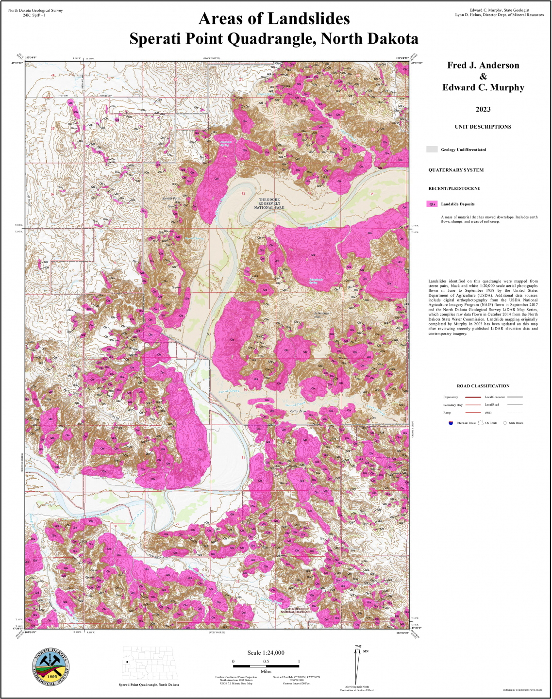 Publication showing a map with landslide locations in pink.
