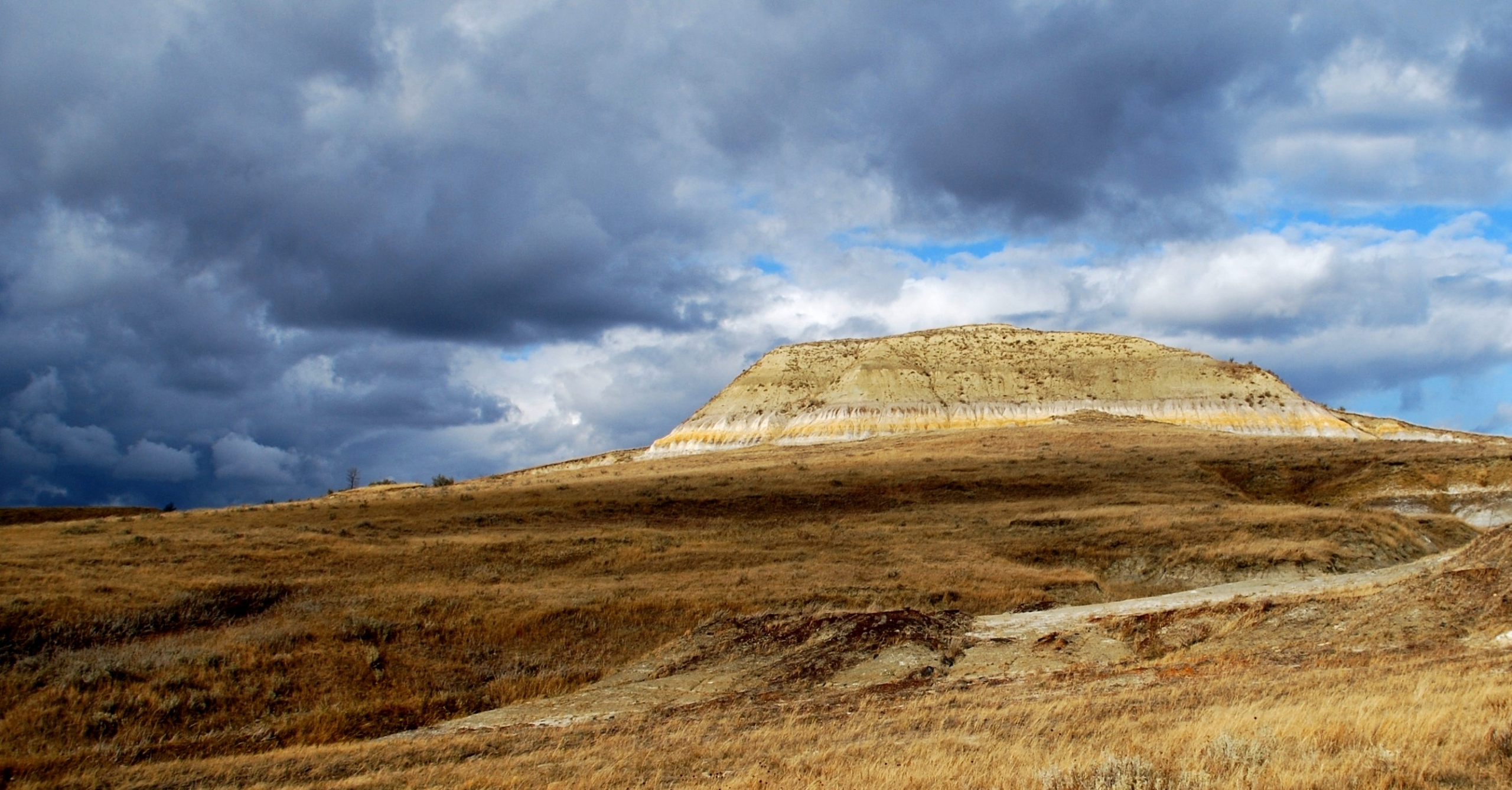 Publication Cover Photo - Coals in the lower half of the bright beds at the base of this butte in Dunn County are enriched in critical minerals.
