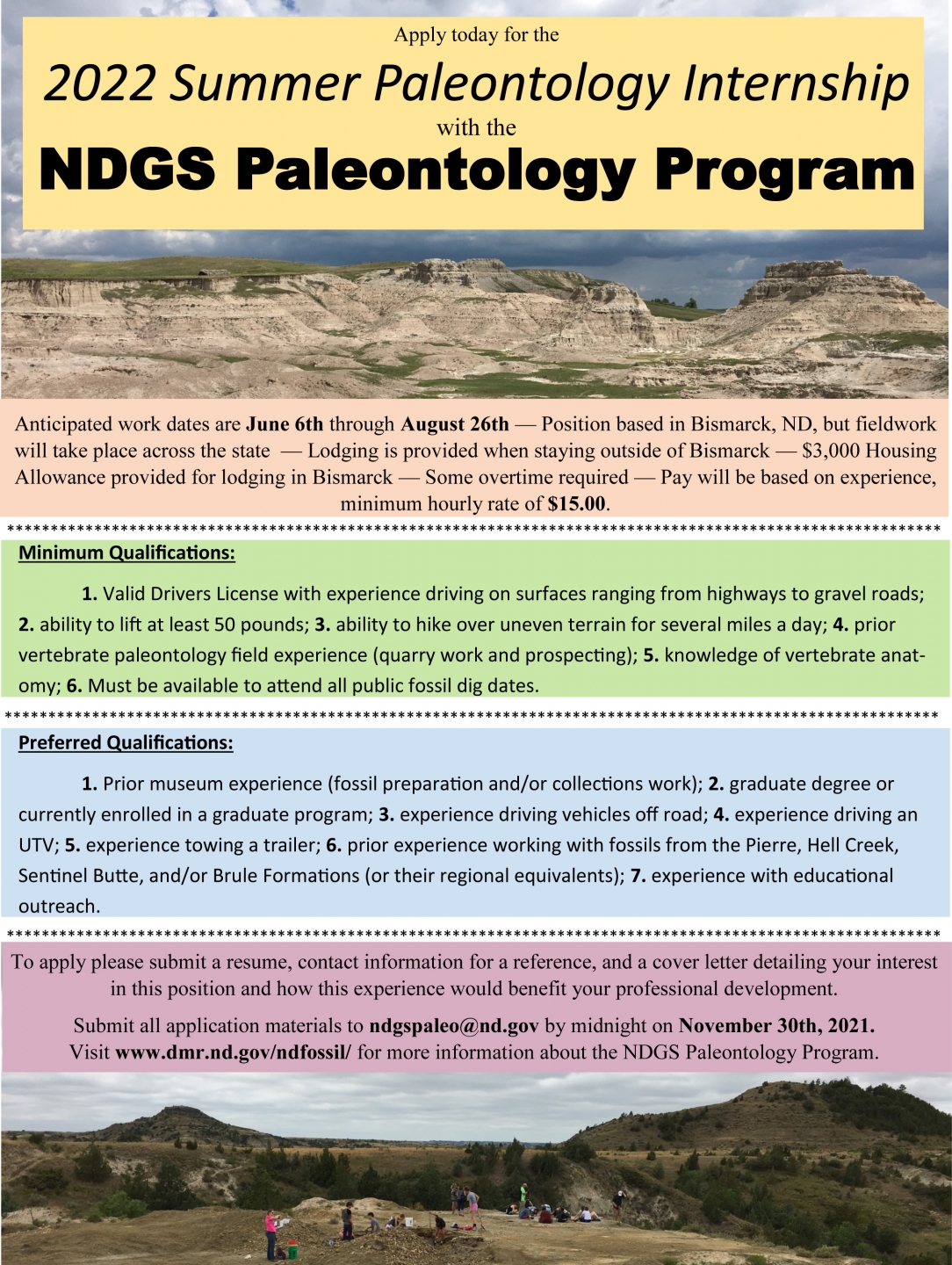 Internships Department of Mineral Resources, North Dakota