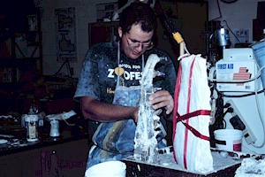 Johnathan Campbell restoring one of the Plioplatecarpus jaws in the NDGS paleontology laboratory at the North Dakota Heritage Center