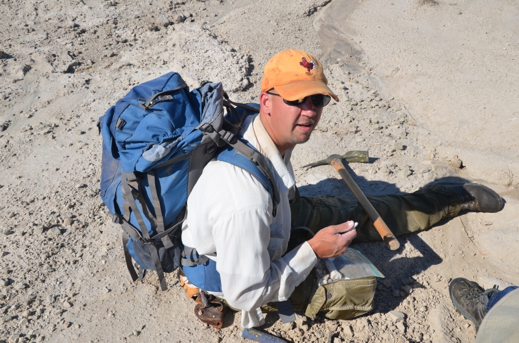 Paleontologist Jeff Person at microfossil site.