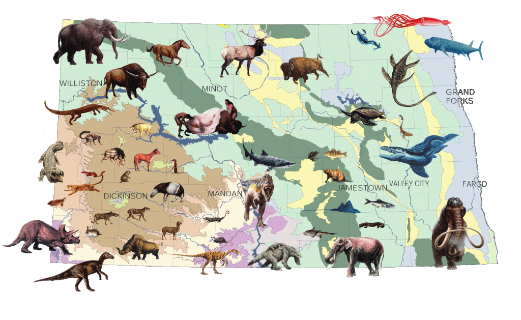 Fossil map image with towns