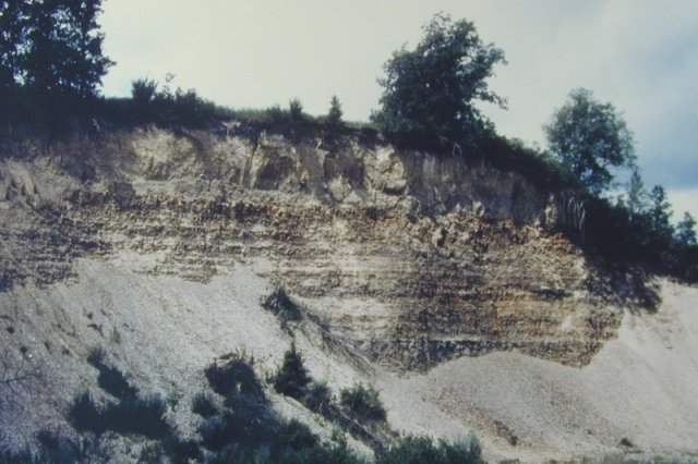 Exposures of the Odanah Member of the Pierre Shale in gravel pits