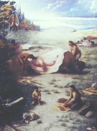 painting of mural of The Rendezvous Region at the end of the Ice Age