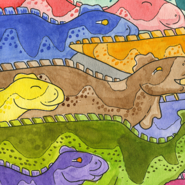 Bismarck Fossil Dig - image of Edmontosaurus herd