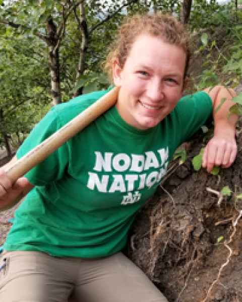 Alyssa after moving a ton of dirt at the Pembina dig