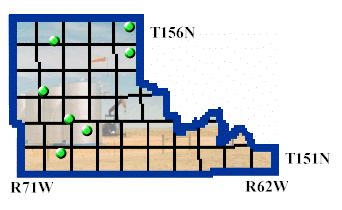 Map of Benson County with Well Locations