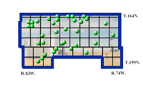 Map of Bottineau County with Well Locations