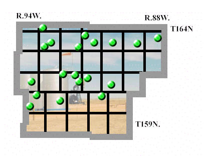 Map of Burke County with Well Locations