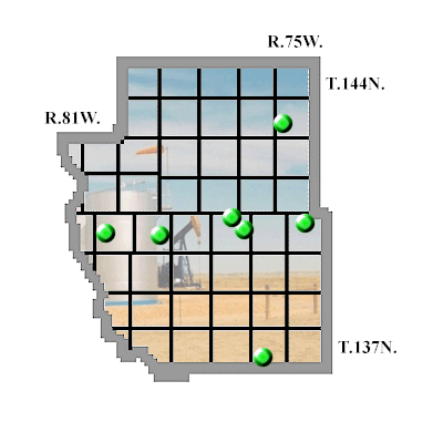 Map of Burleigh County with Well Locations