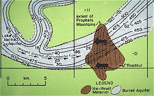 Figure 4. Extent of the Prophets Mountains in western Sheridan County, a few miles northwest of McClusky. The Prophets Mountains occur over a large aquifer which is contained within the valley of an ancient river.