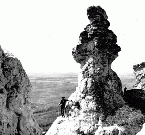 Pedestal Rock in the Killdeer Mountains, circa 1911.