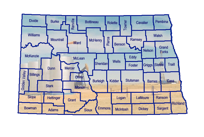 Map Of North Dakota with Hot spots 