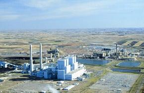 The Antelope Valley electric generating plant is in the foreground and the Dakota Gasification Company's (DGC) plant is in the background. The DGC plant currently has the capability to produce 170 million standard cubic feet of gas per day along with several marketable byproducts. 