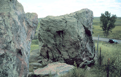 Large erratic west of Mandan